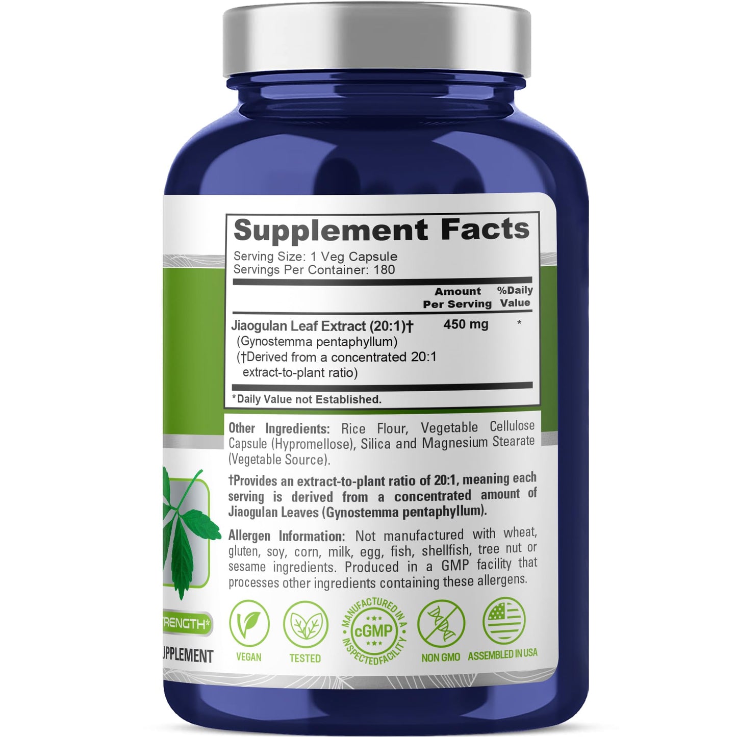 NusaPure Jiaogulan Capsules, 180 Count