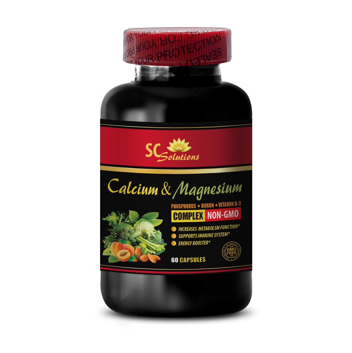 SKIN CARE SOLUTIONS Calcium Magnesium Zinc with Vitamin D3 and Boron Capsules, 60 Count
