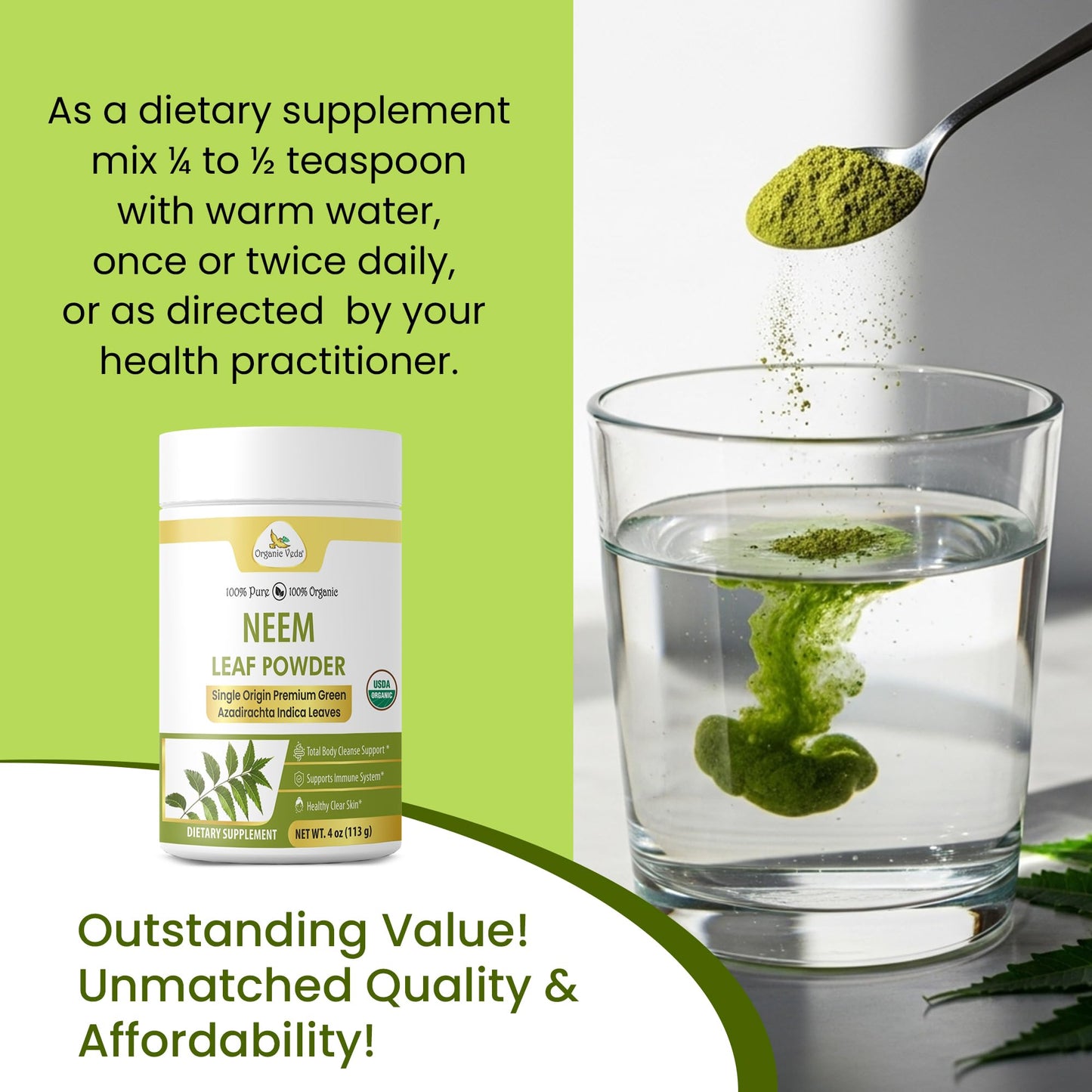 Organic Veda Neem Leaf Powder, 4 oz