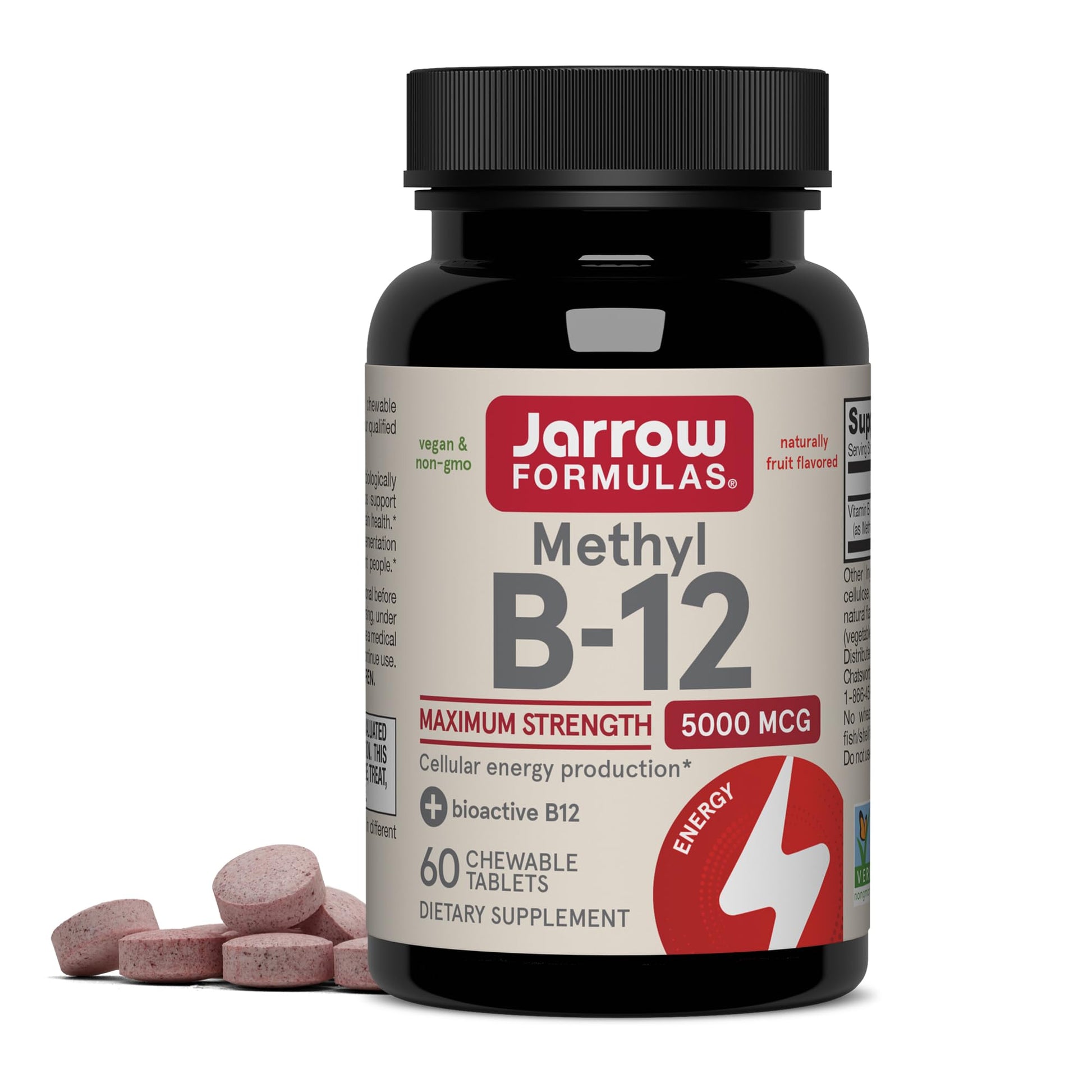 Jarrow Formulas Methyl Vitamin B12 5000 mcg Chewable Tablets 60