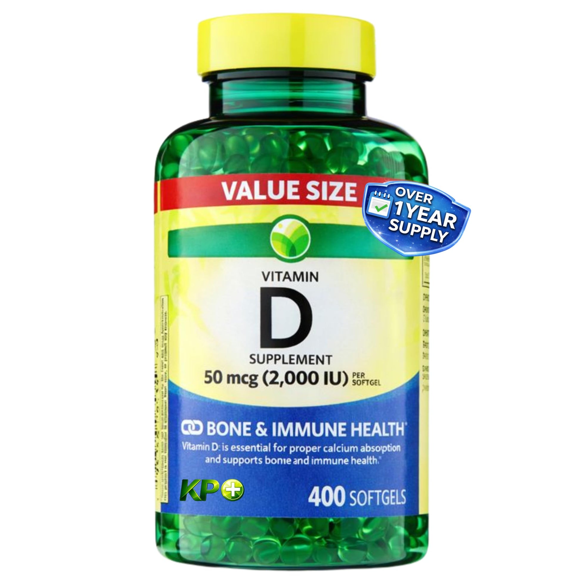 KP+ Vitamin D 50 mcg (2000 IU) Bone & Immune Health, 400 Tablets