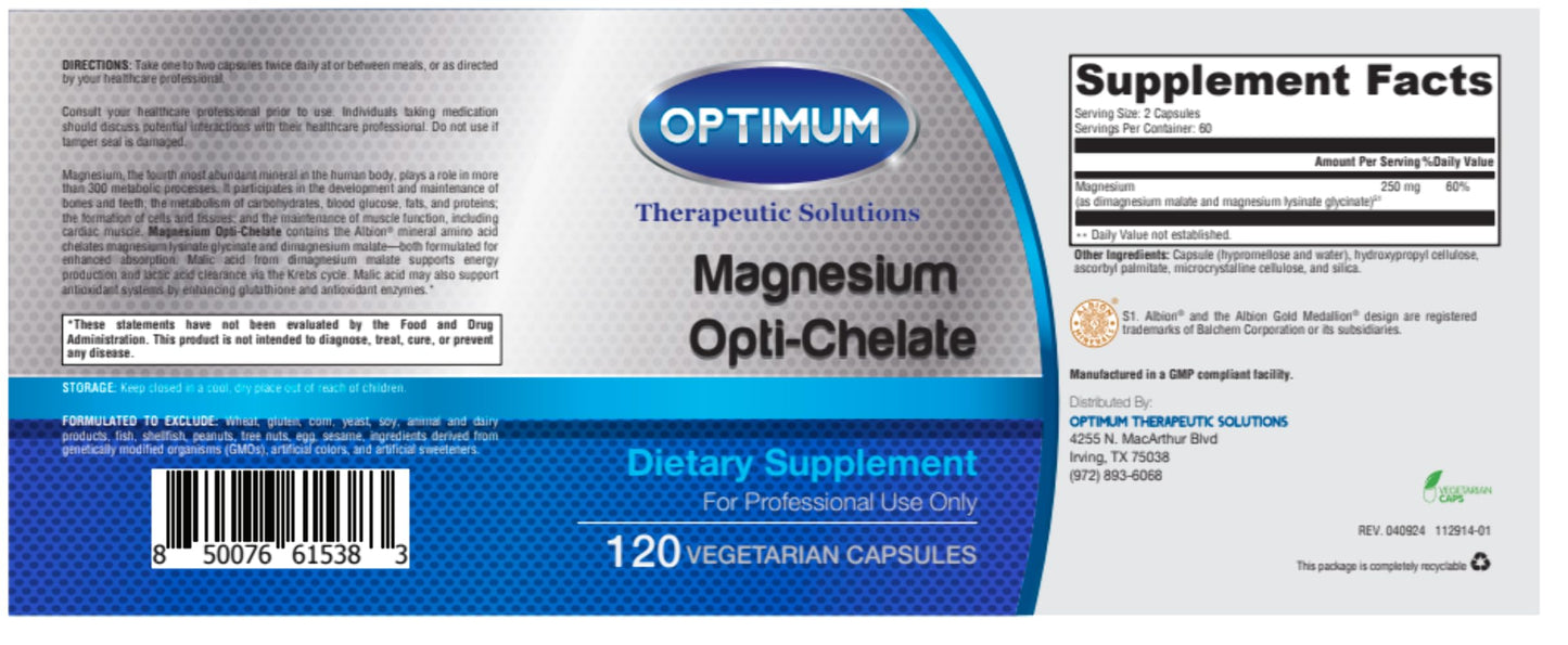 Optimum Therapeutic Solutions Magnesium Opti-Chelate - Enhanced Absorption Capsules 120