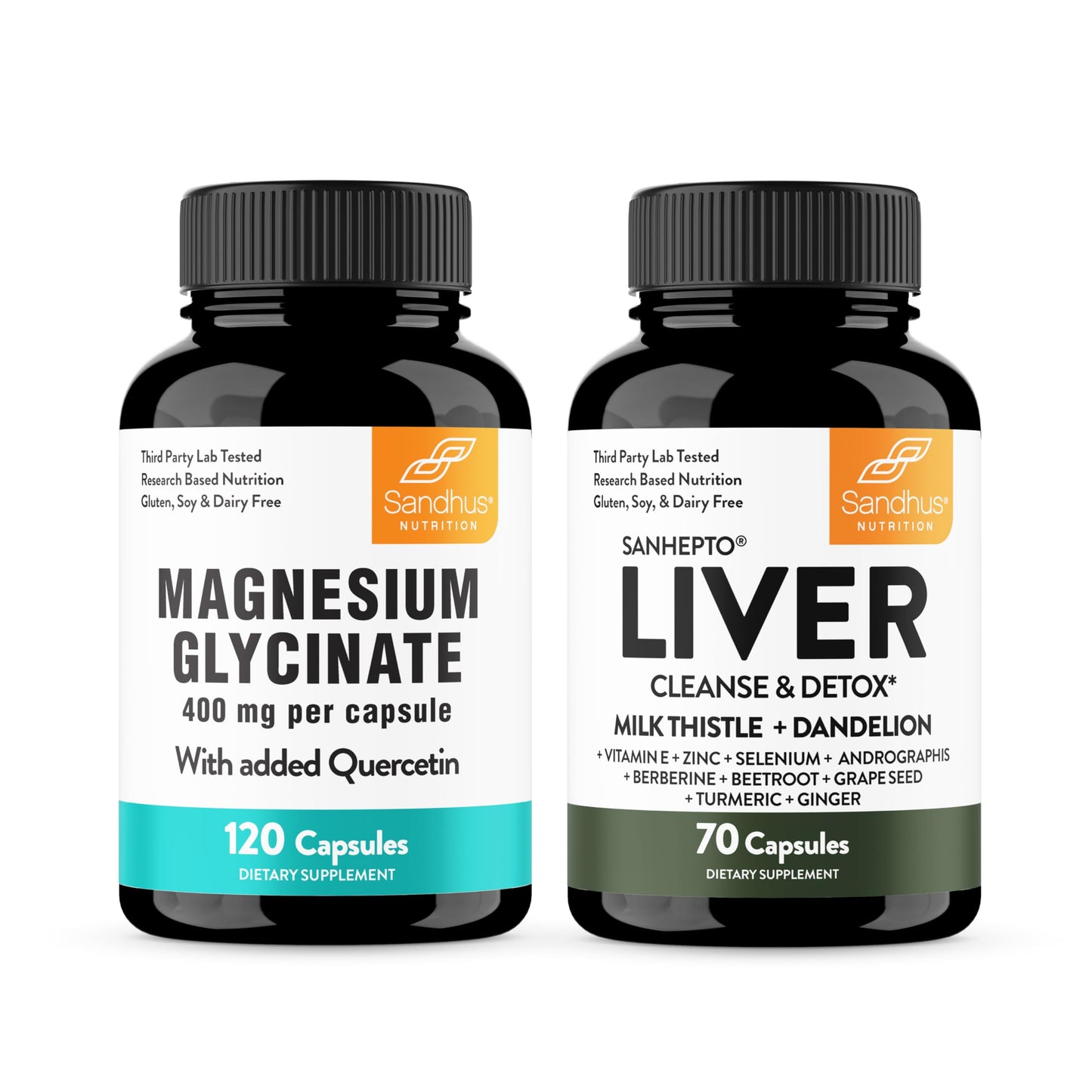 Sandhu's Magnesium Glycinate with Quercetin & Liver Support Capsules, 190 Capsules