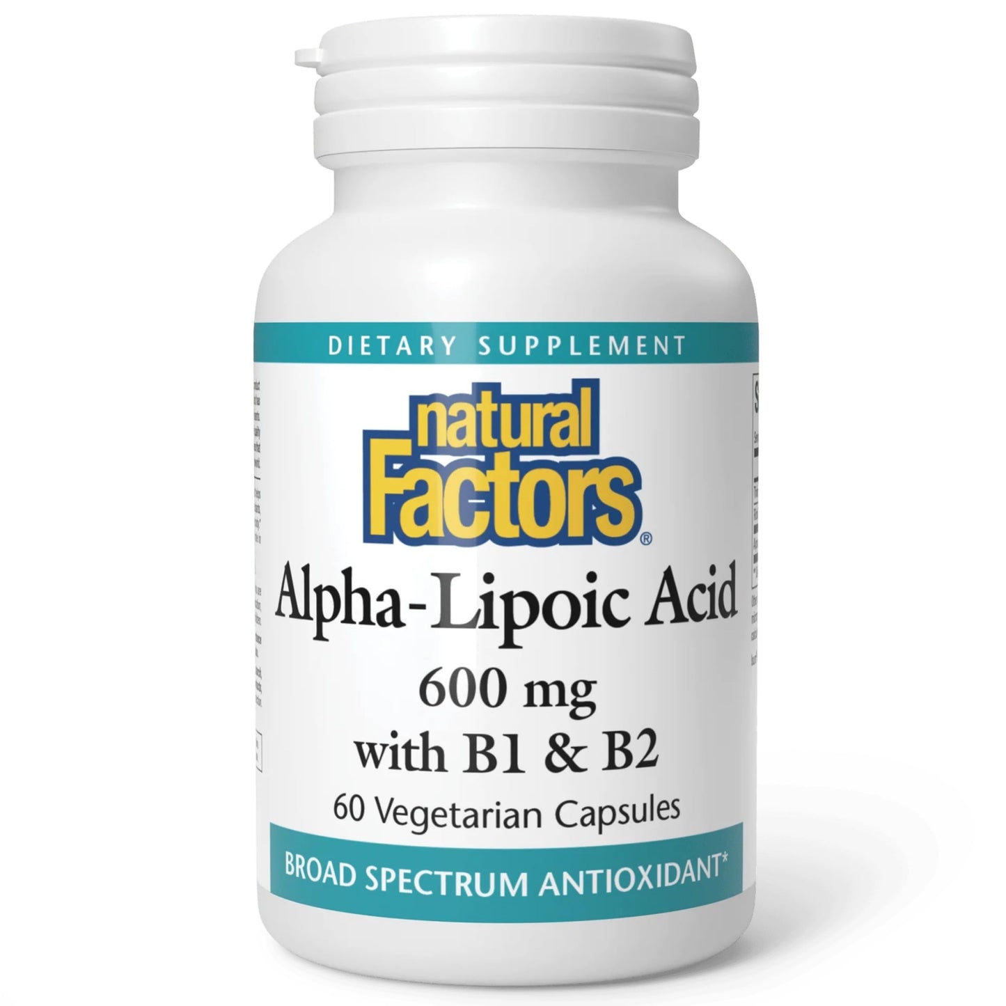 Natural Factors Alpha-Lipoic Acid + B 600 mg Capsule, 60 Capsules