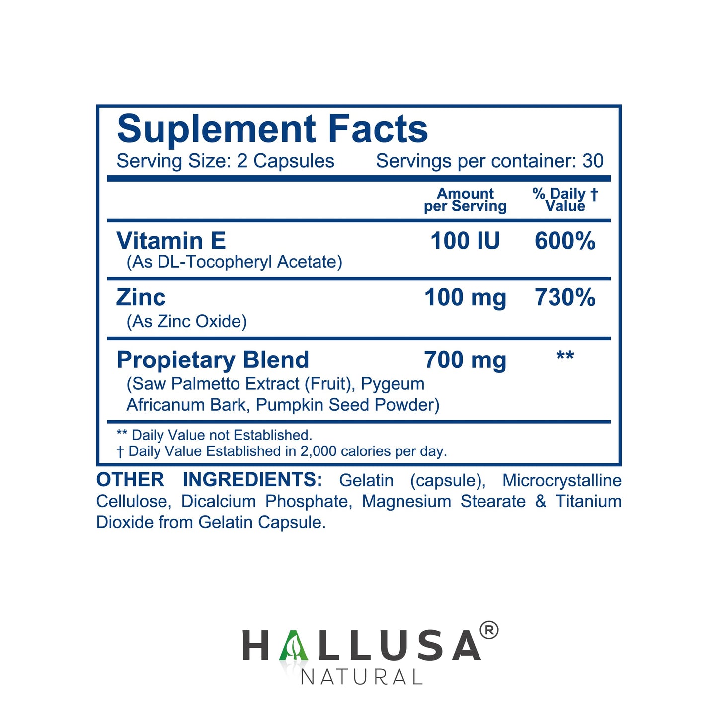 Hallusa Natural HallPROST Prostatitis Capsule 60 Count