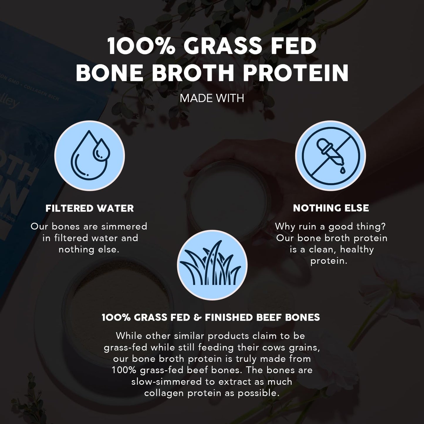 Paleovalley 100% Grass Fed Beef Bone Broth Protein Powder, 16.8 oz
