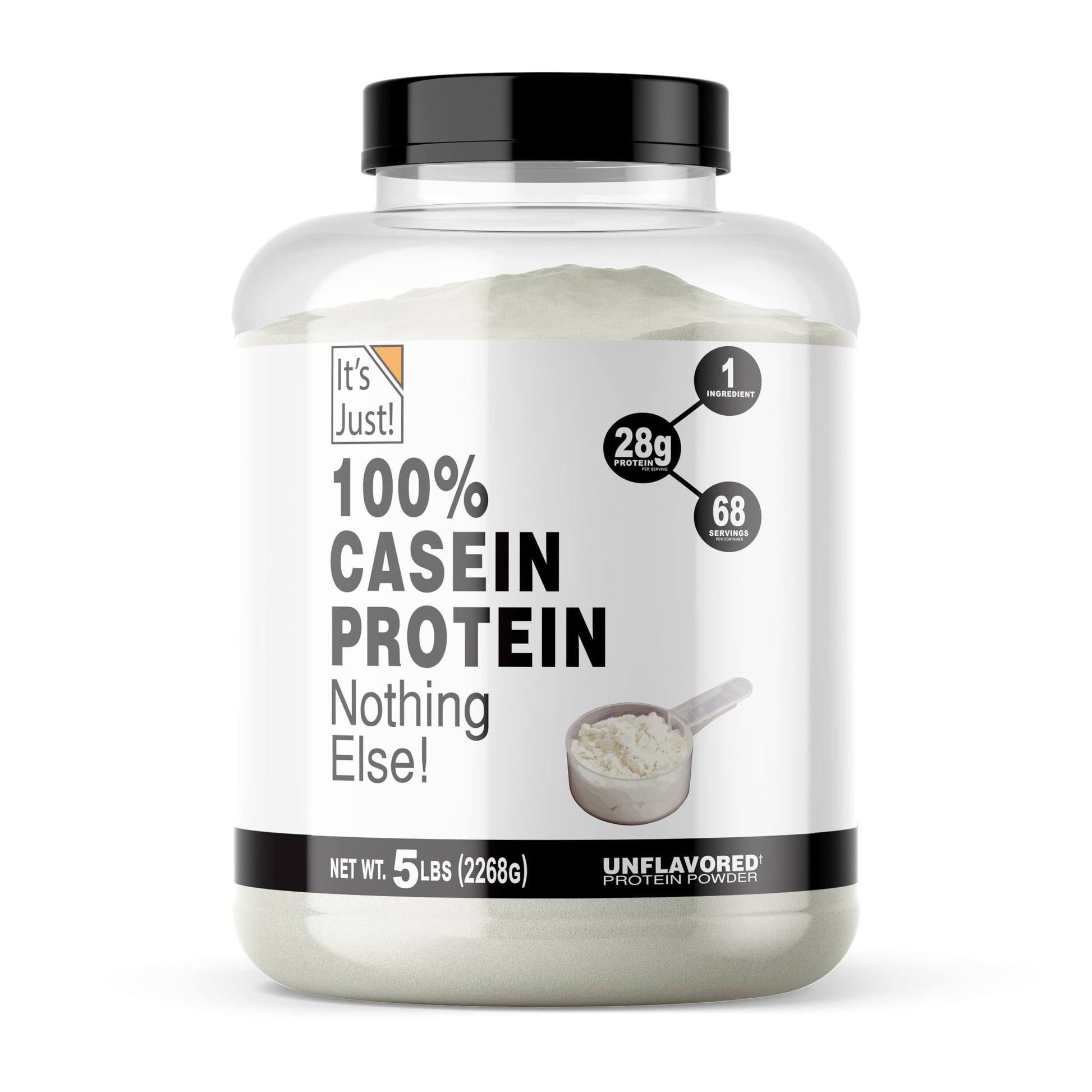 It's Just! 100% Casein Protein Powder Unflavored, 5 Pound, 80