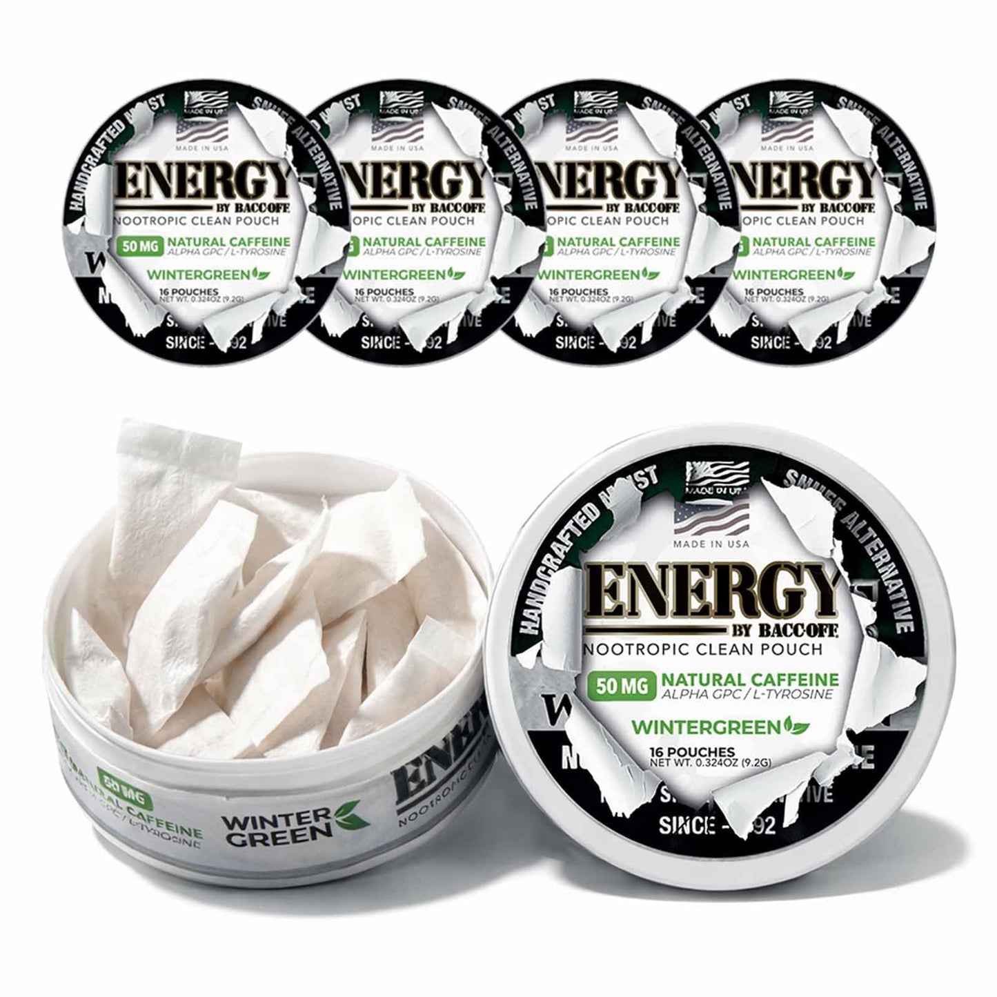 BACC OFF Energy Wintergreen Nootropic Capsules, 80 Count