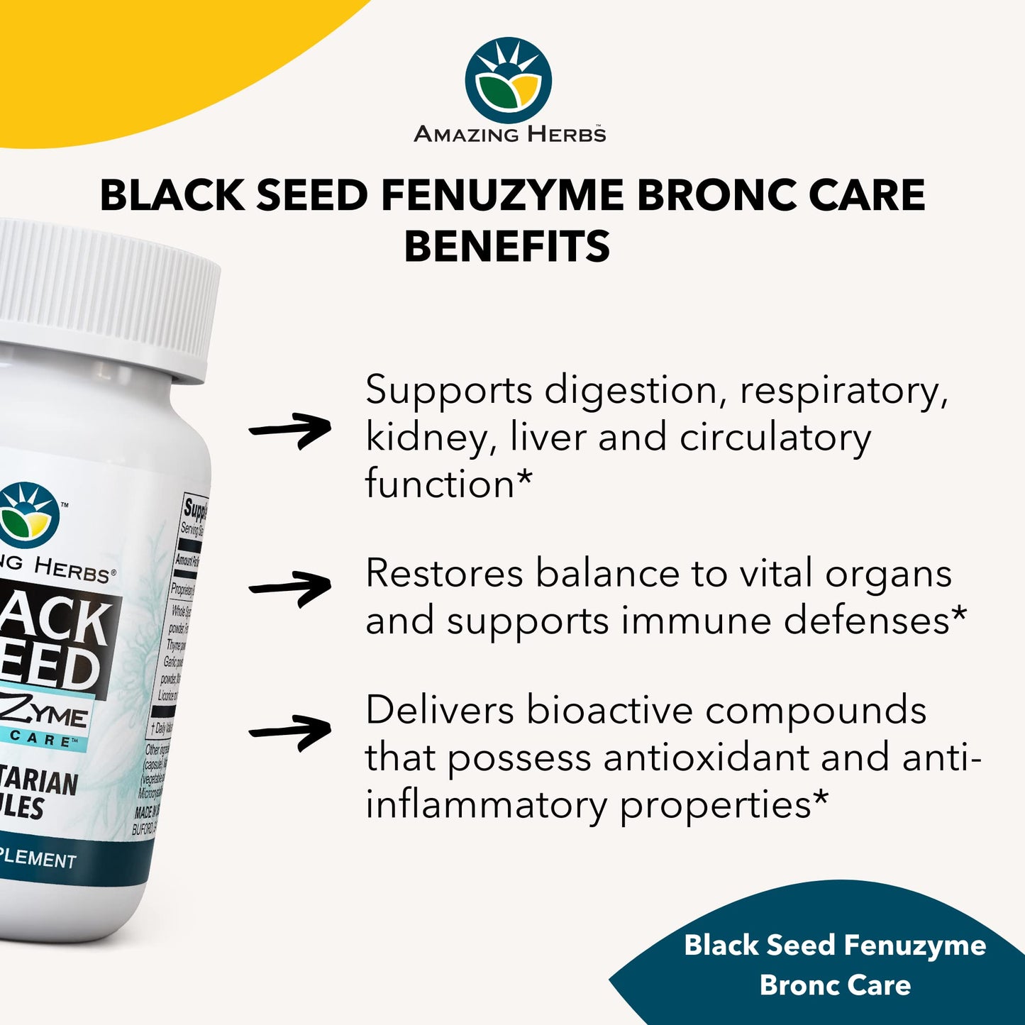 Amazing Herbs Black Seed Fenuzume Bronc-Care Capsules, 60 Count