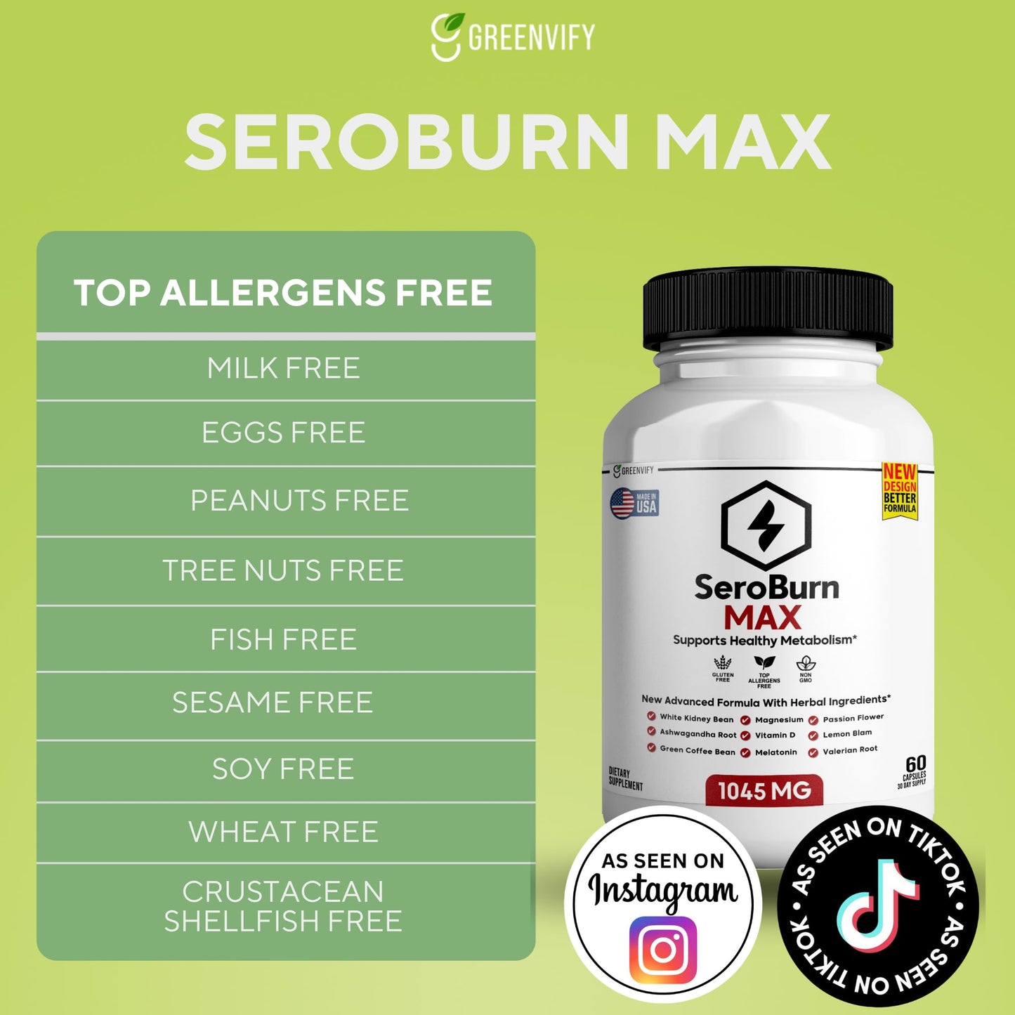 GREENVIFY SeroBurn Max Nighttime Lean Recovery and Sleep Support Formula, 60 Capsules
