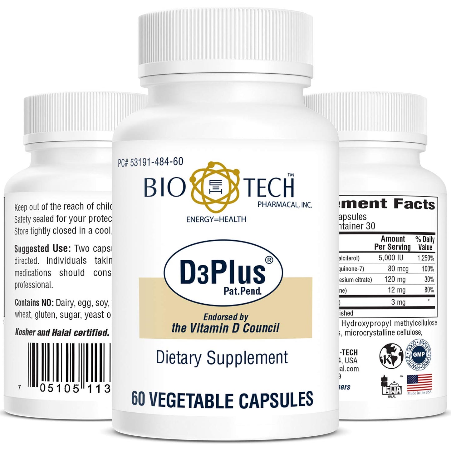 Bio-Tech Pharmacal D3 Plus 60 Capsules