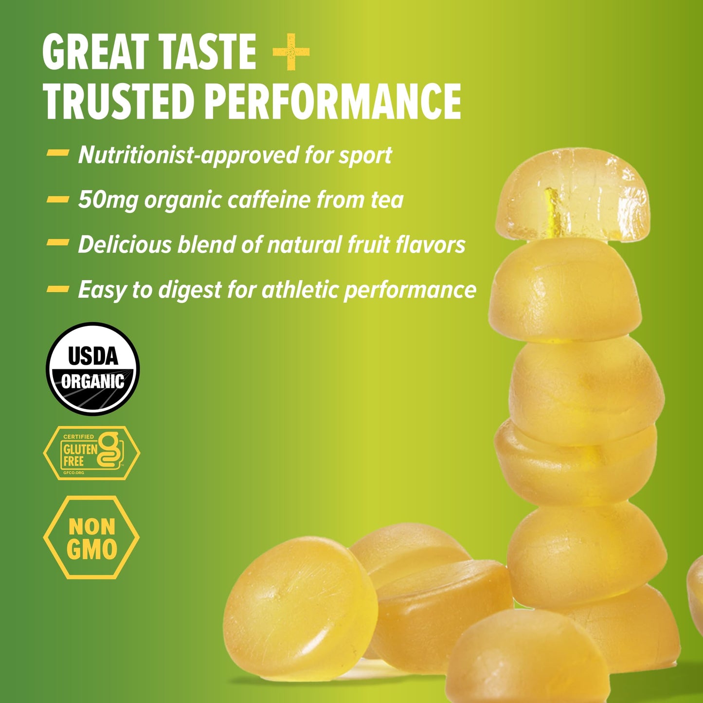 Honey Stinger Stingerita Lime Caffeinated Energy Chew, Chewable, 12 Pack