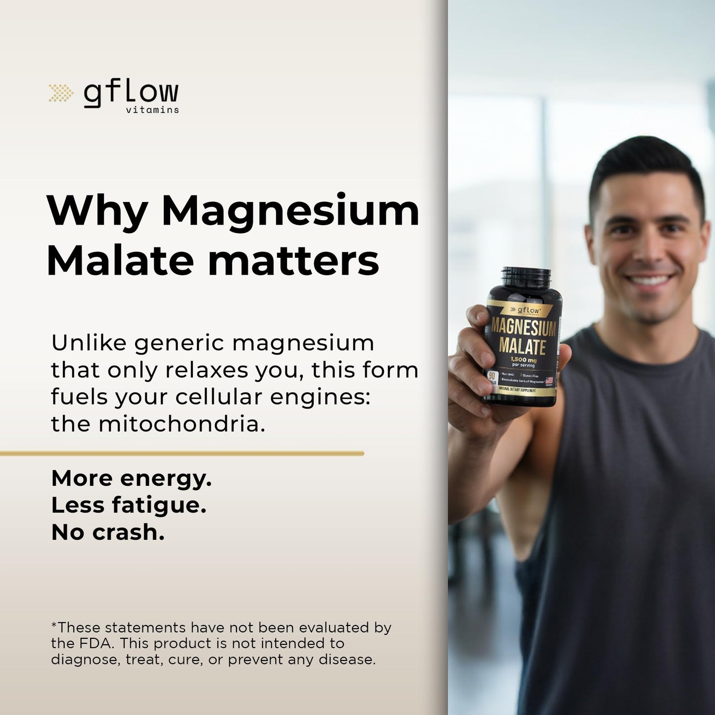 Gflow Vitamins Magnesium Malate Supplement Capsule 90 Count