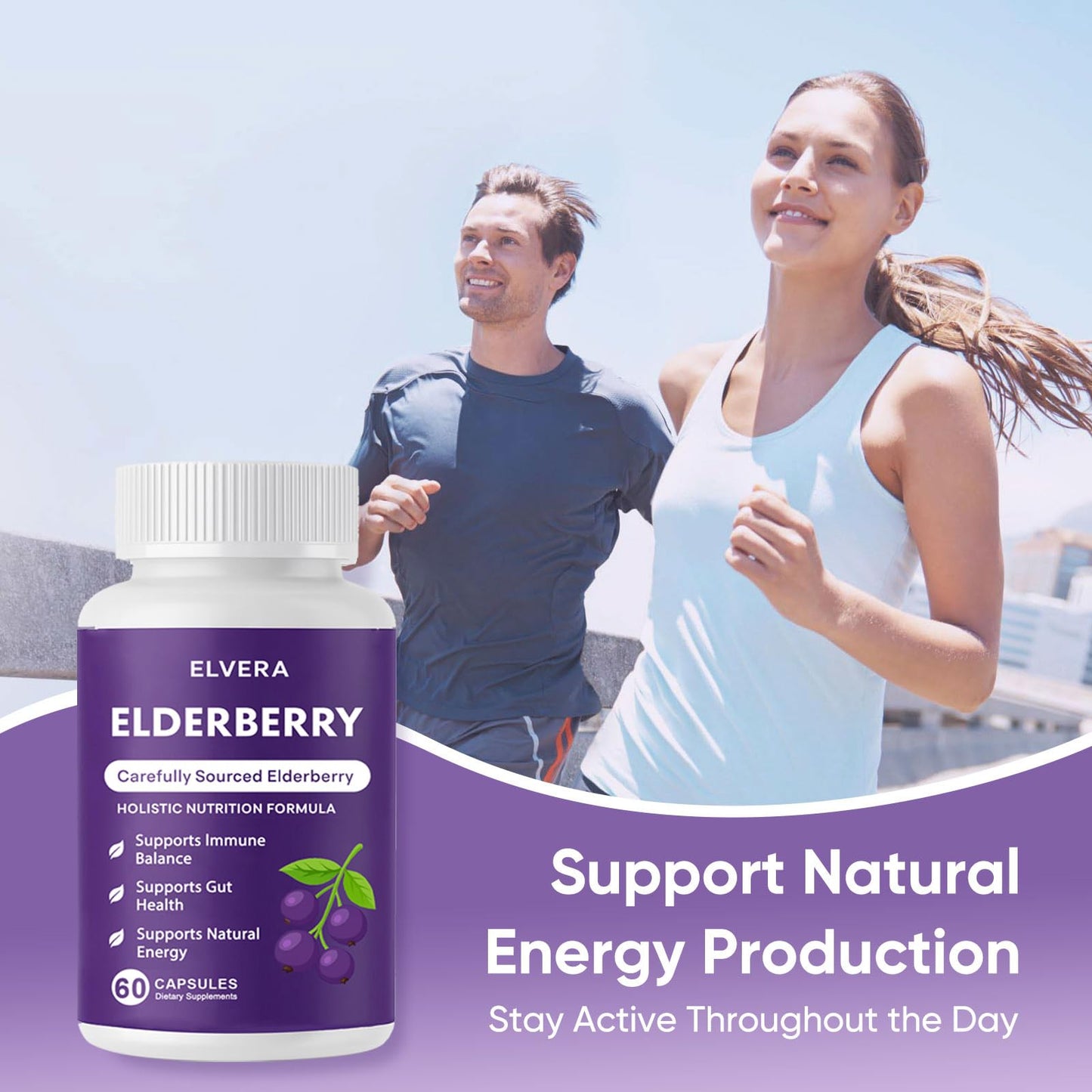 Aultink Elvera Elderberry Gut Support Complex Softgels, Organic Black Elderberry, with Zinc & Vitamin C, 60-count