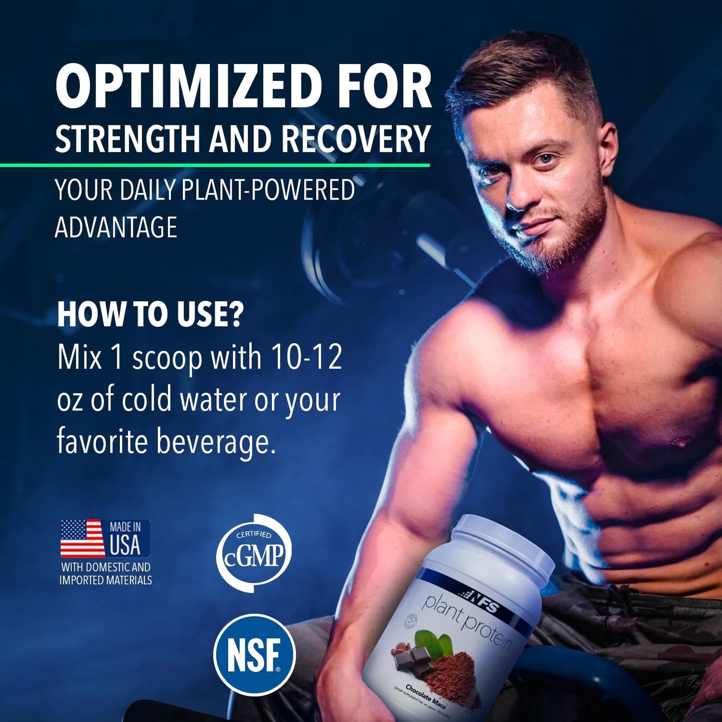 NF Sports All-Natural Plant-Based Protein Powder - Tahitian Vanilla, Organic, Gluten Free, 2.03 lb