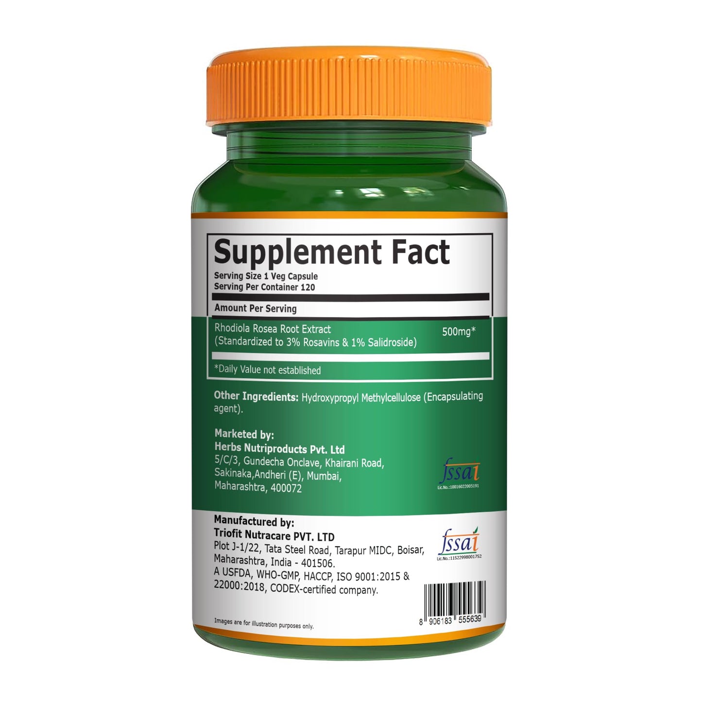PURE NUTRITION NATURAL TREASURES Rhodiola Rosea Root Extract 500 mg Capsule, 120 Count