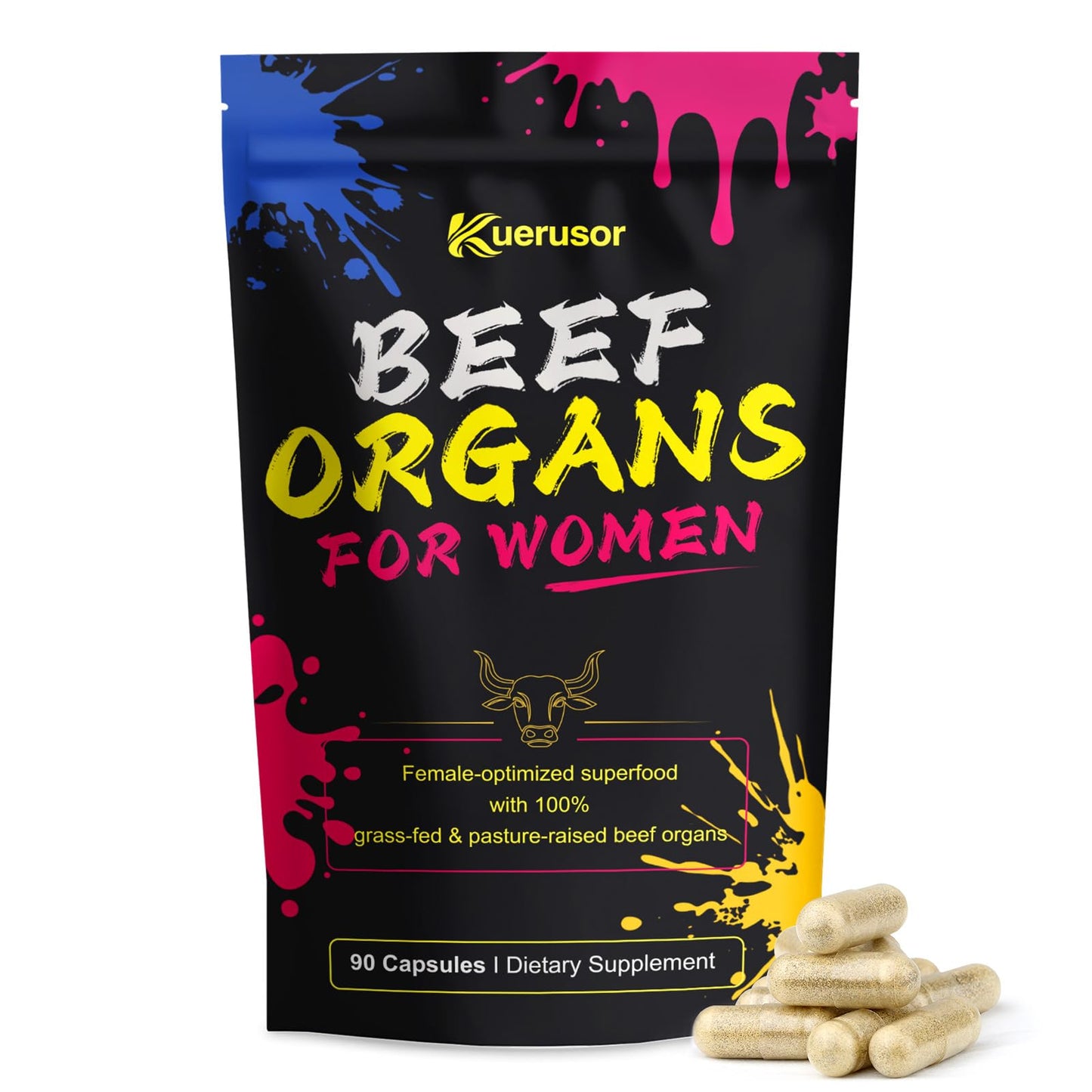 Kuerusor Beef Liver Organ Supplement for Women, Capsules, 90 Count