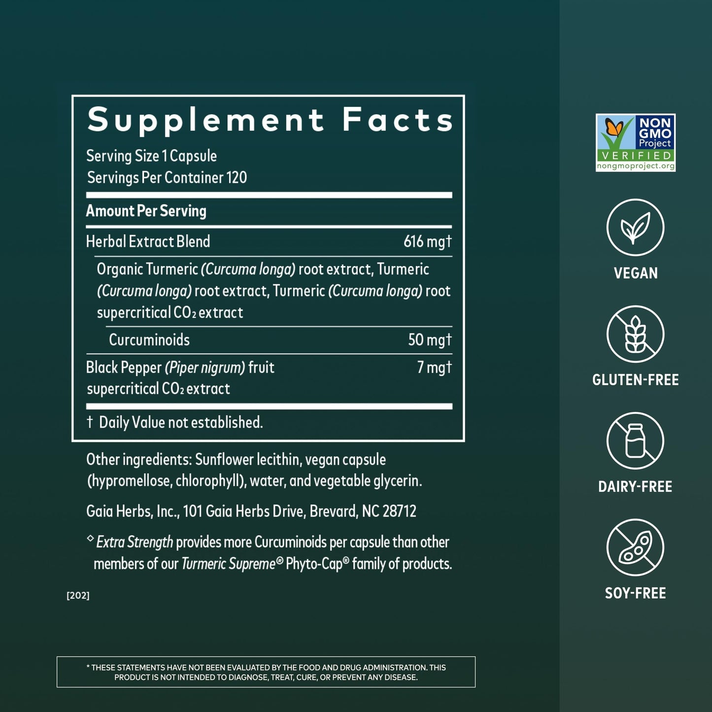 Gaia Herbs Turmeric Supreme Extra Strength 616 mg Organic Turmeric Curcumin Supplement with Black Pepper Supports Occasional Discomfort from Normal Wear & Tear, 120 Capsules
