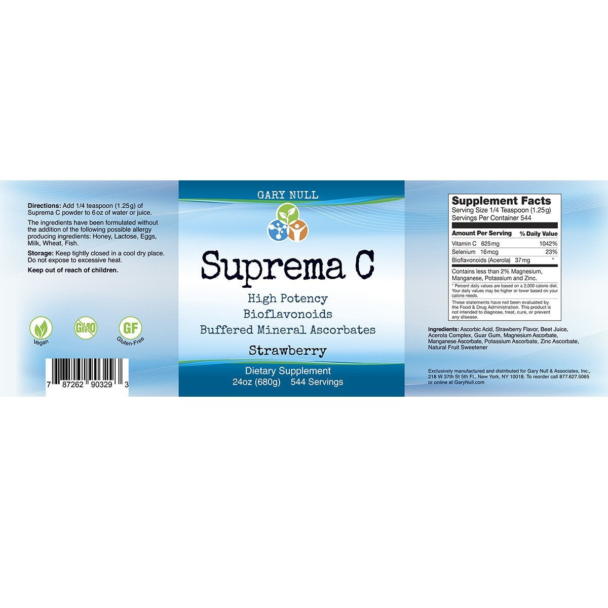 Gary Null Suprema C Strawberry Powder 24