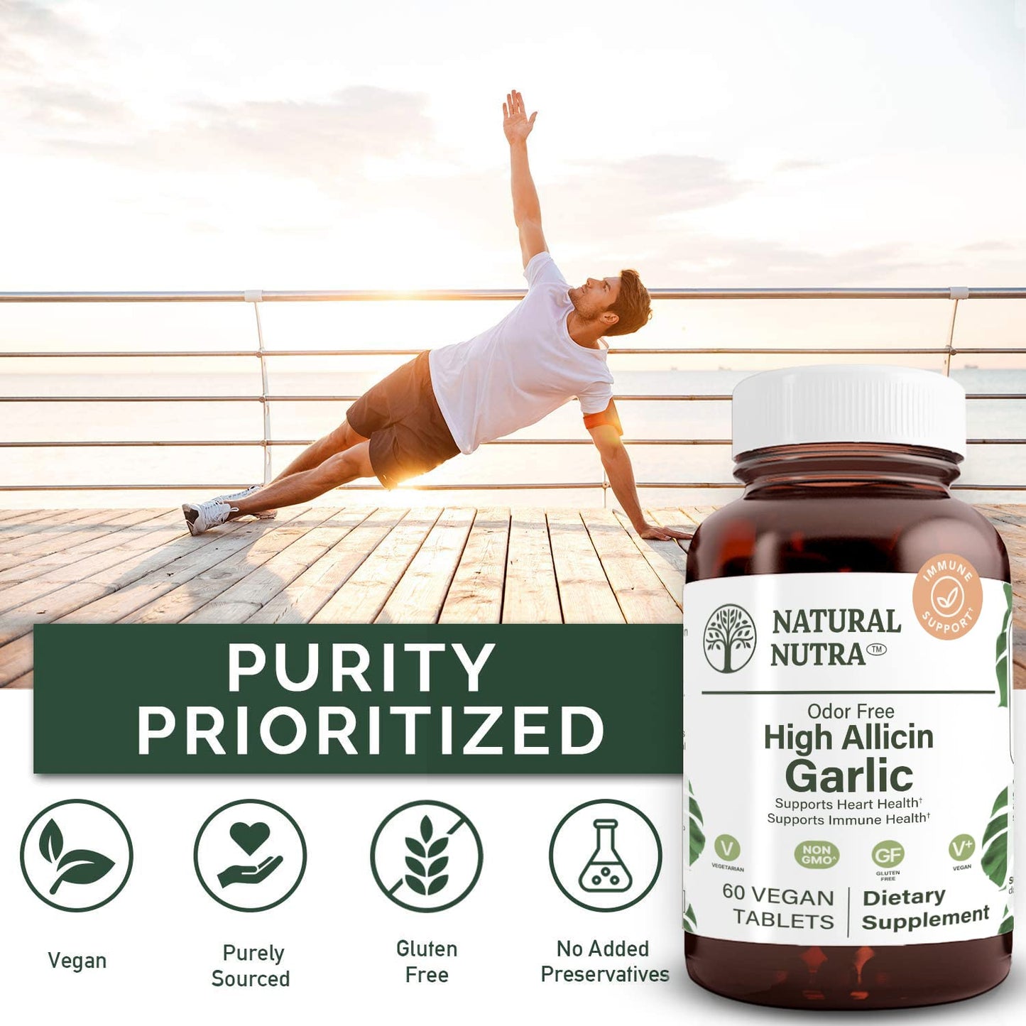 Natural Nutra High Allicin Garlic Supplement Tablets, 60 Count