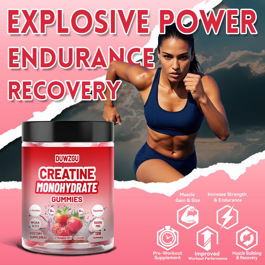 DUWZGU Creatine Monohydrate Gummies 128 Gummies