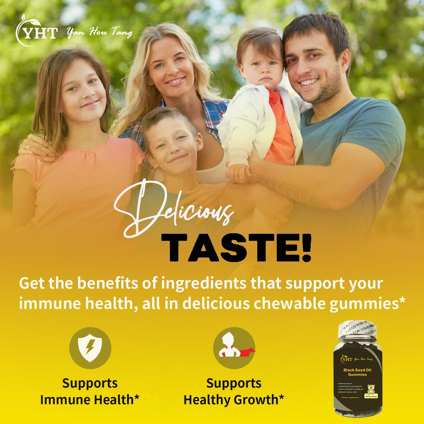 Eilin YHT Sativa Black Seed Oil Gummies 1000MG Immune System Joints Digestion Hair Skin Support Supplement, 60 Gummies