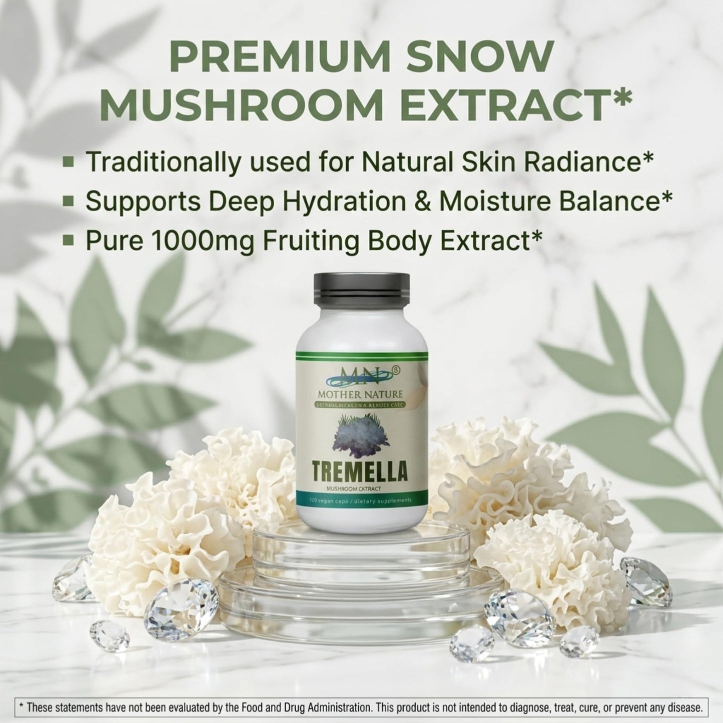Mn Mother Nature Inc Tremella Mushroom Extract Capsules 1000mg, 120 Capsules