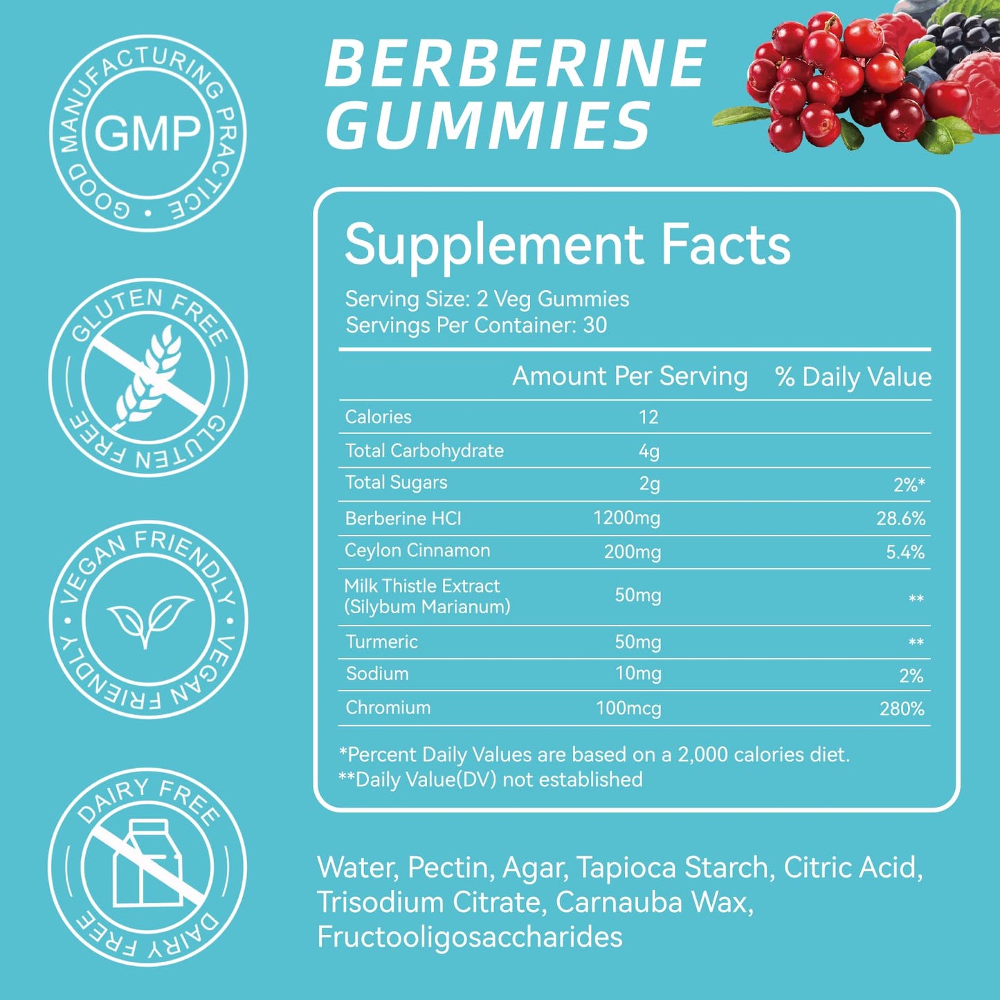SmildeHeal Berberine Gummies 1200mg 60 Count