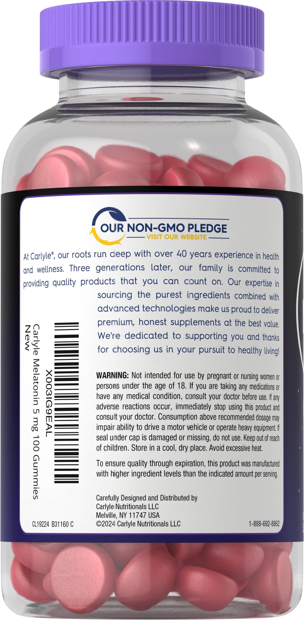Carlyle Melatonin 5mg Gummies, 100 Count