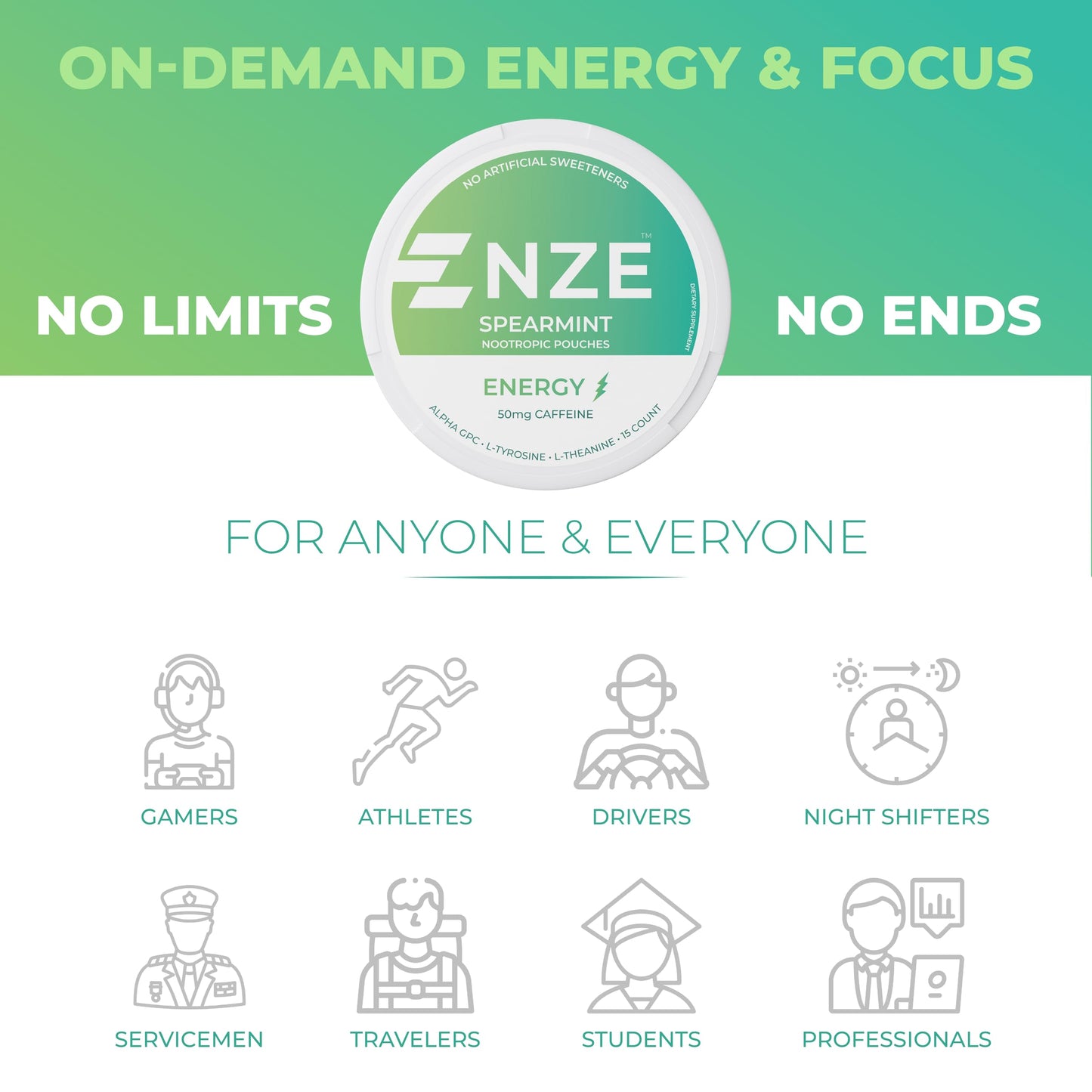 NZE Caffeine Nootropic Caplets, 5 Caplets