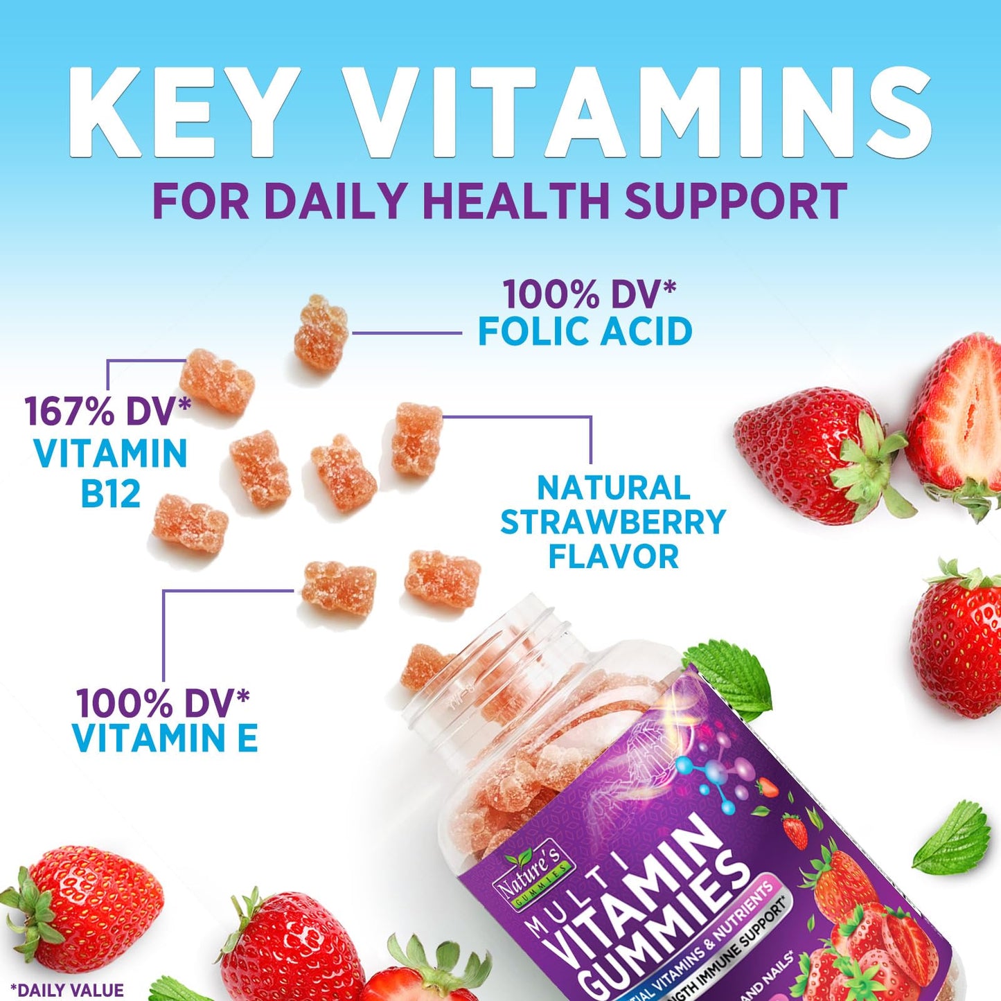 Nature's Gummies Multivitamin Gummies for Adults - Complete Multivitamin Gummies for Women & Men, Vegetarian, 60 Gummies