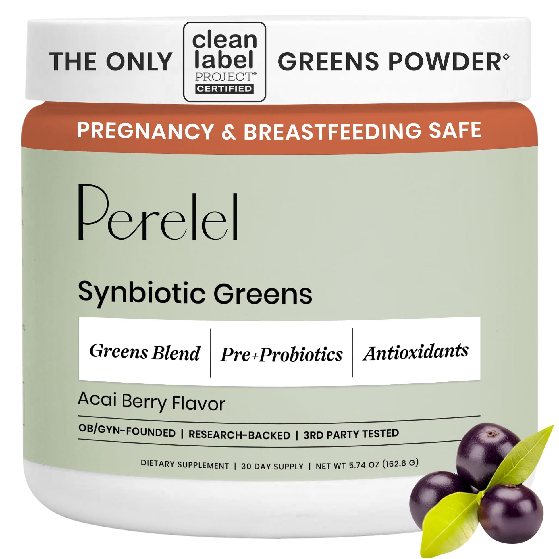Perelel Synbiotic Greens Powder, 30 Servings