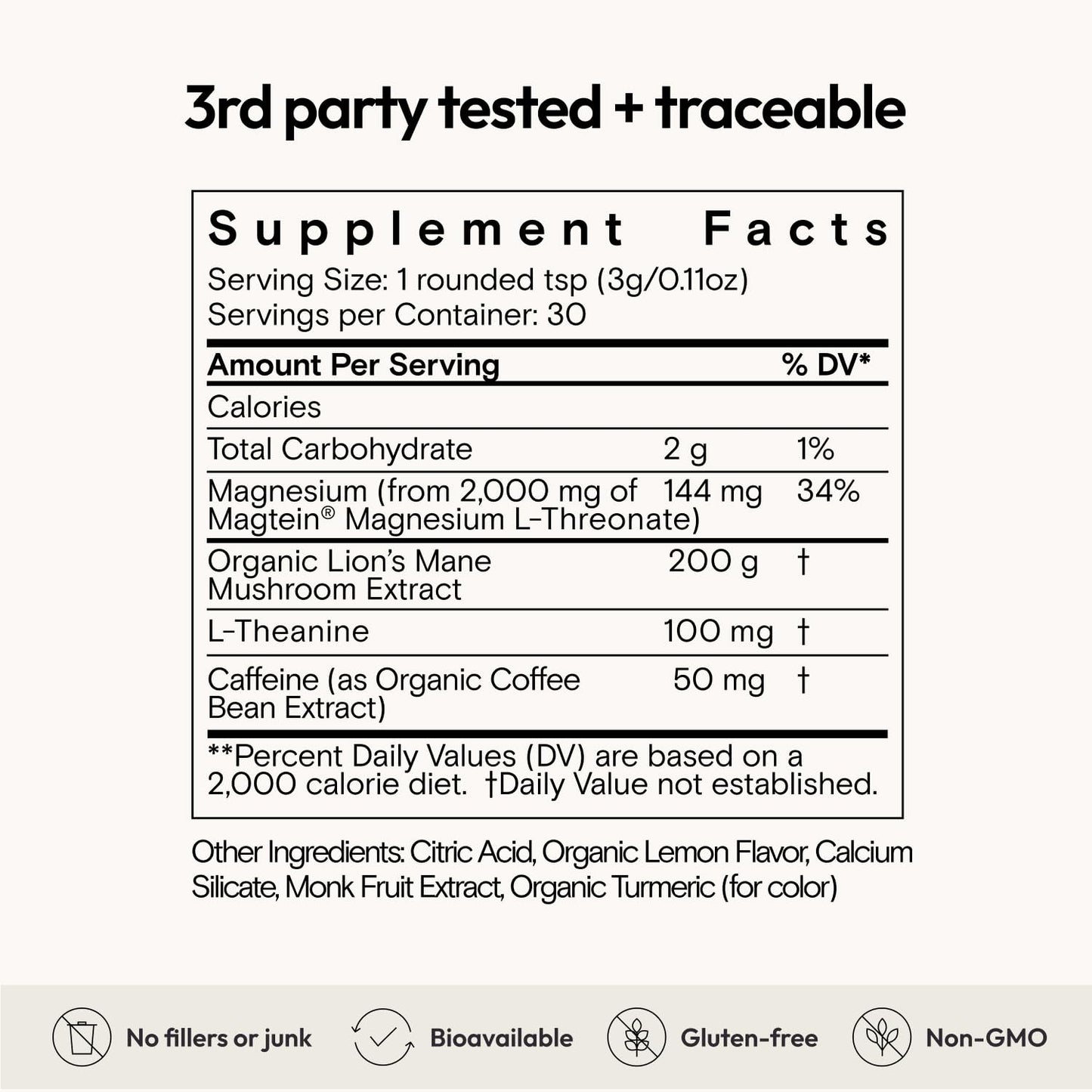 Moon Juice Neuro Magnesi-Om Magnesium L-Threonate Lemon Powder 3.2 Ounce