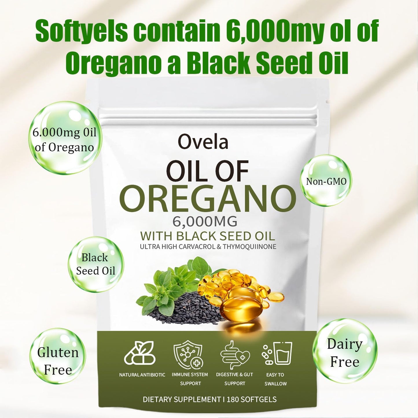 Ixarco Oil of Oregano with Black Seed Oil Softgels, 1 Count