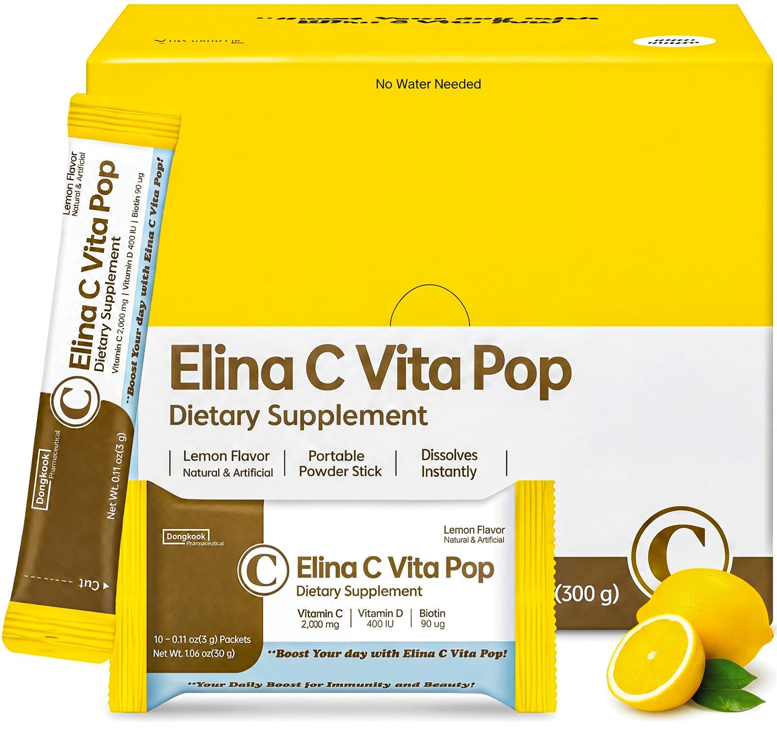 DONGKOOK Vita Pop Korean Vitamin C 2000mg Powder, 100 Packets