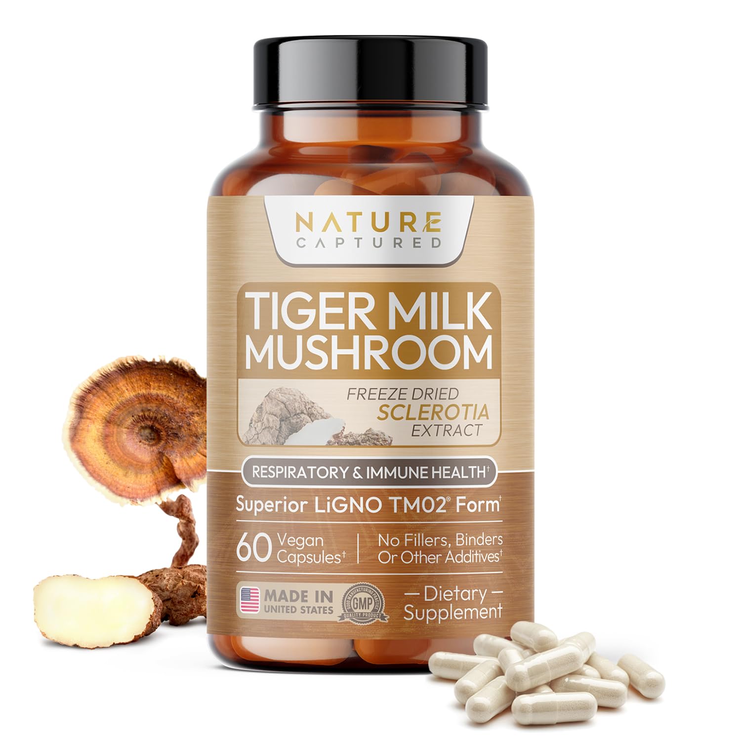 Nature Captured Tiger Milk Mushroom Extract LiGNO TM02 Capsule 60 Count