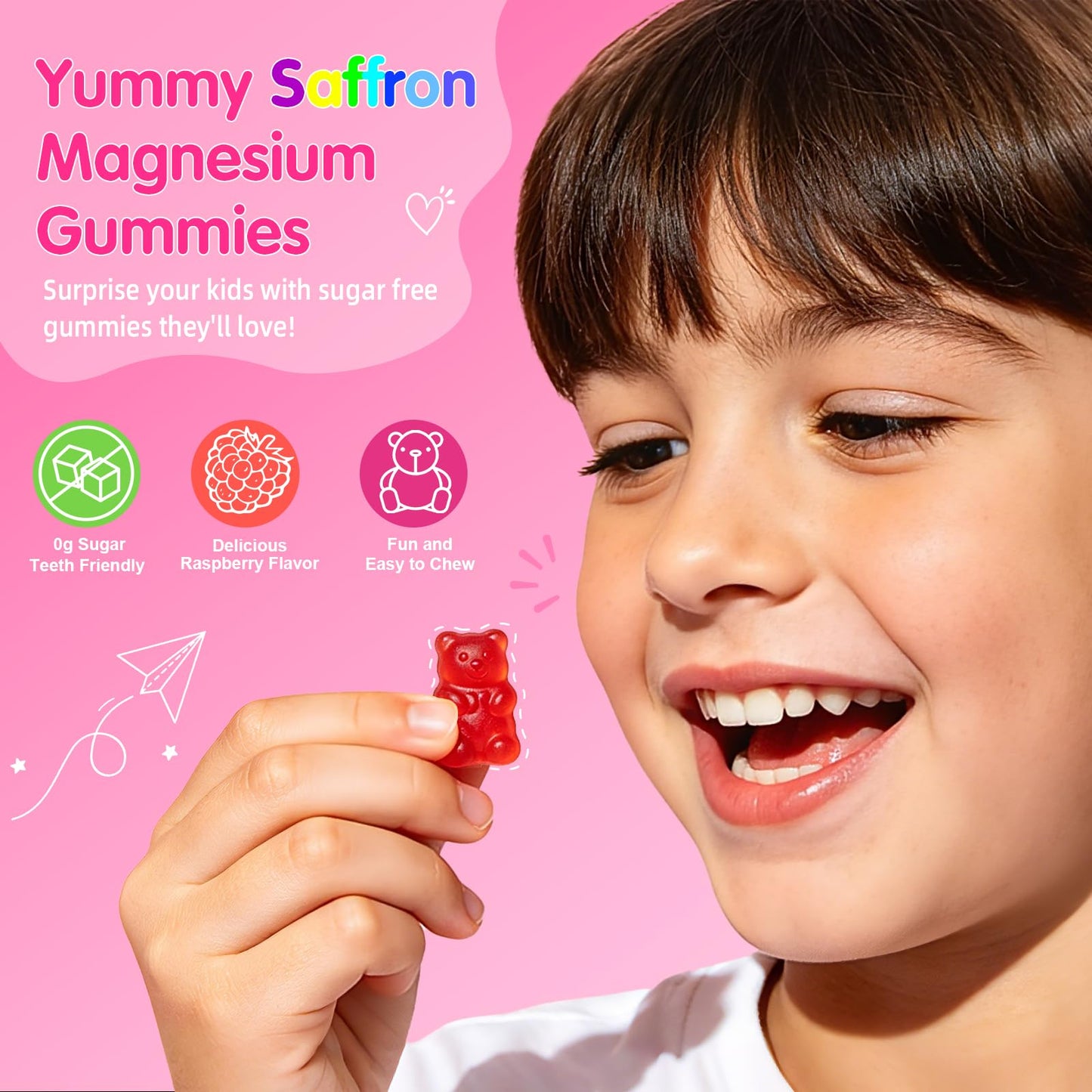 FUYUEO Saffron + Magnesium Glycinate Calm Mood Focus Gummies, 90 Count