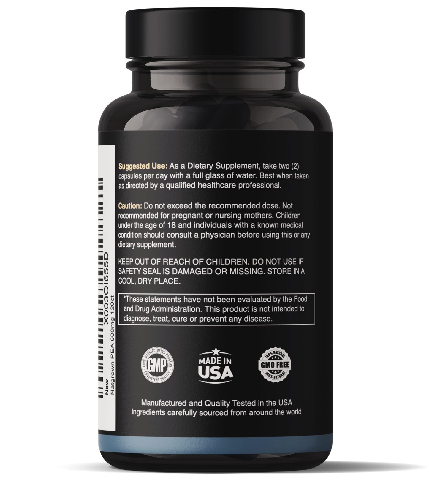 Natgrown Palmitoylethanolamide Pea Supplement 600 mg Capsule 120 Count