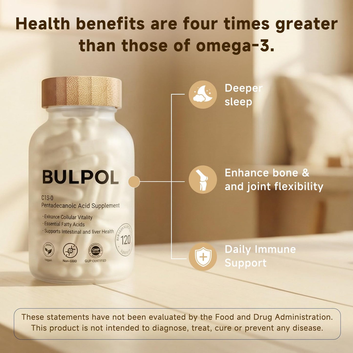 BULPOL Pentadecanoic Acid (C15:0) Capsules, 300 mg per Serving, 120 Capsules