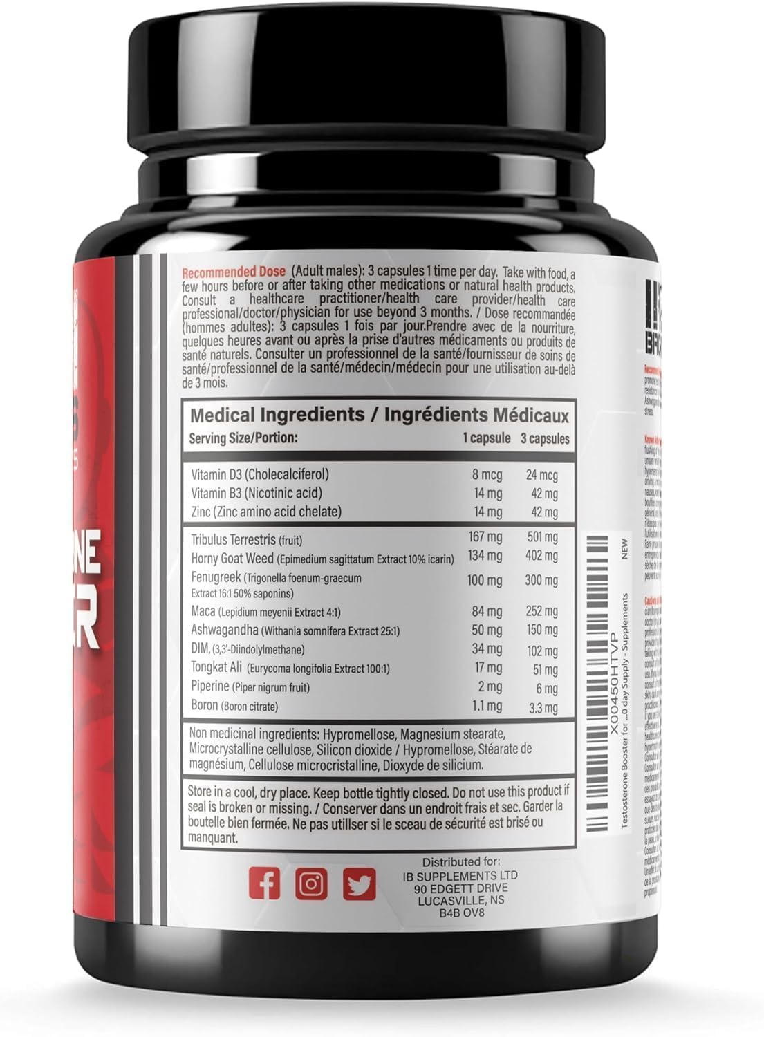 Iron Brothers Supplements Men's Testosterone Support Supplement Capsules 180 Count