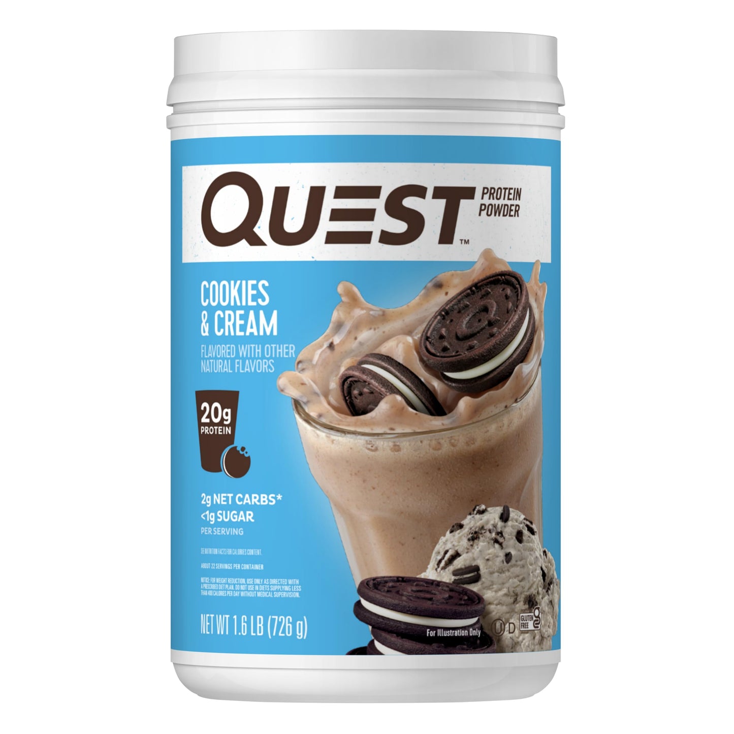 Quest Cookies & Cream Protein Powder, 24 Servings, 1.6 lb