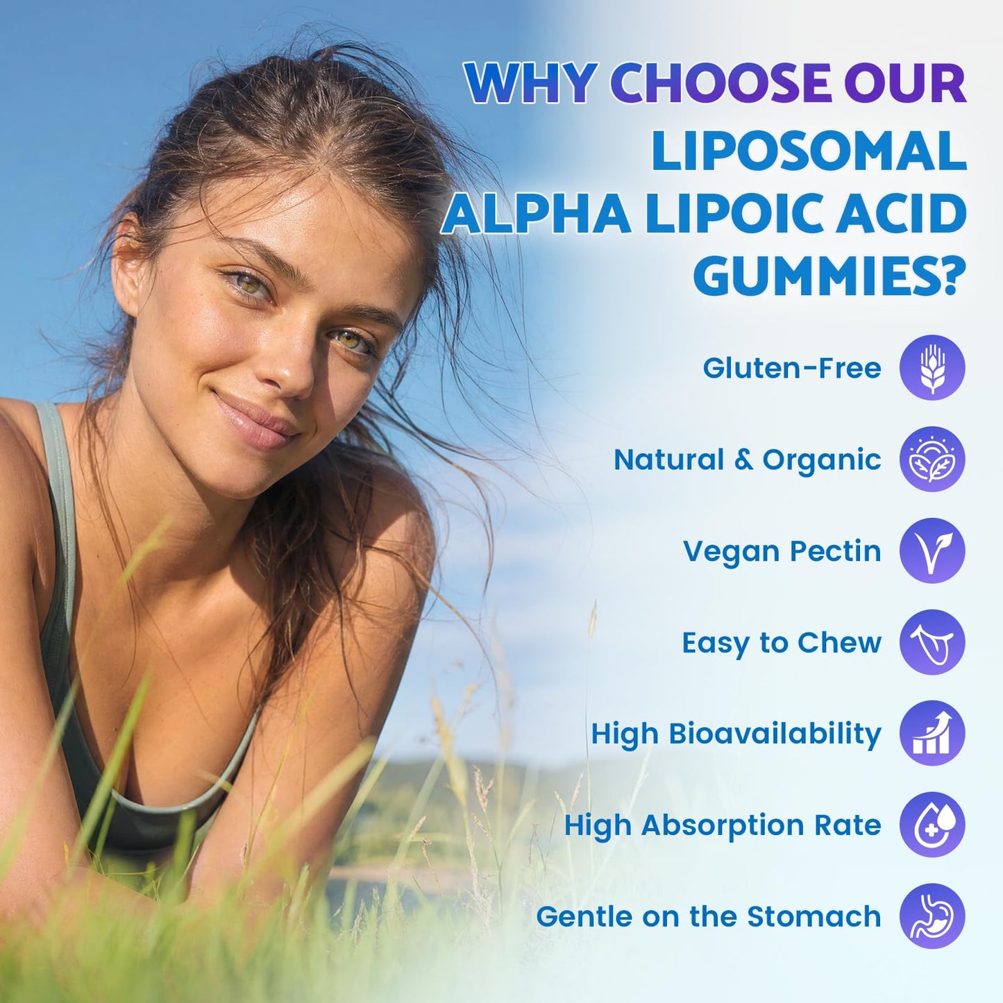 softbear Liposomal Alpha Lipoic Acid Gummies 1000mg, Alpha Lipoic Acid Nutritional Supplements for Nerve Health & Antioxidant Support, 120 Count