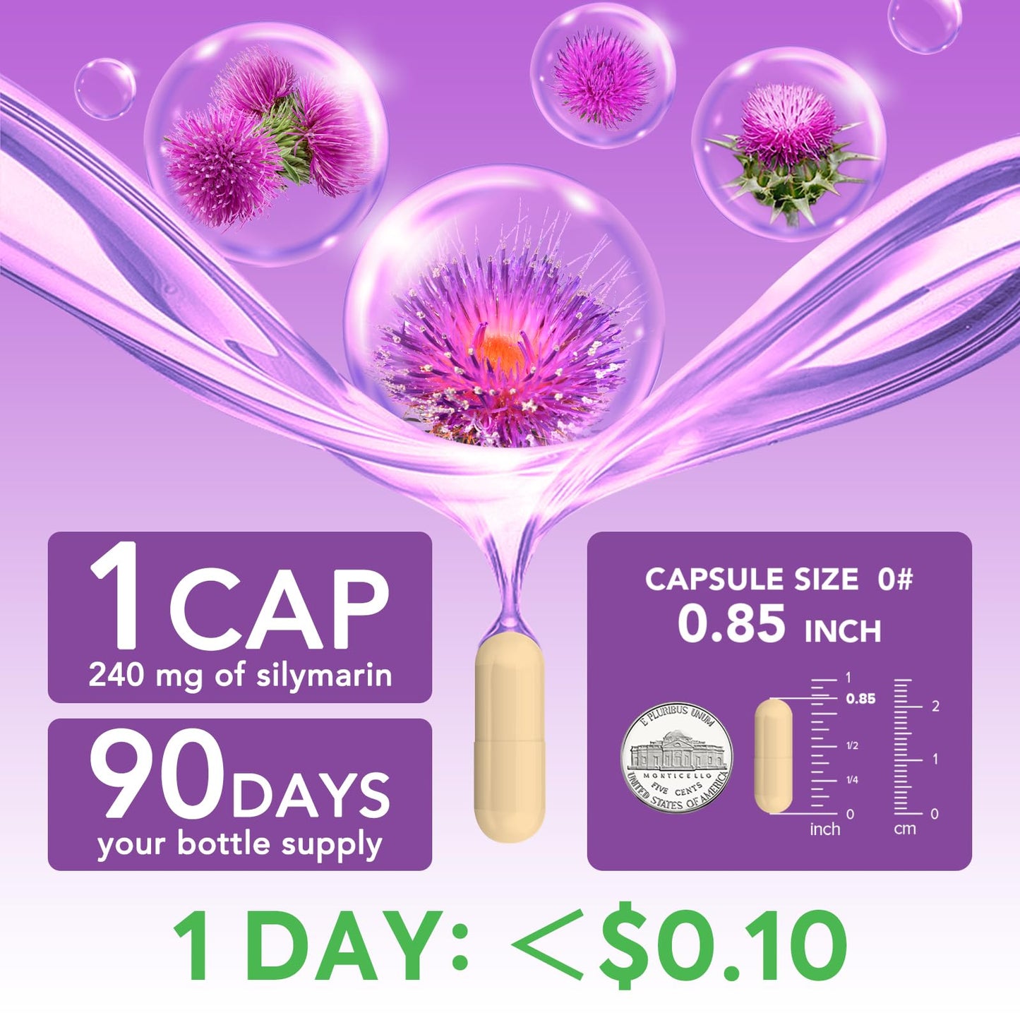 Surebounty Milk Thistle 300 mg Concentrated Seed Extract with 80% Silymarin Capsule, 90 Count