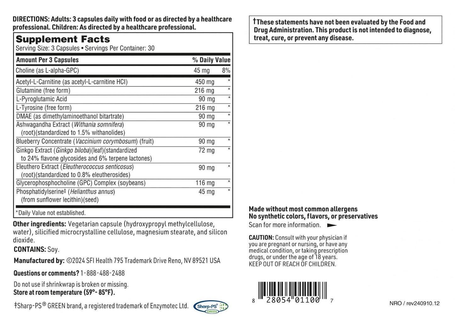 SFI Health Klaire Labs Neurothera 60 Tablets