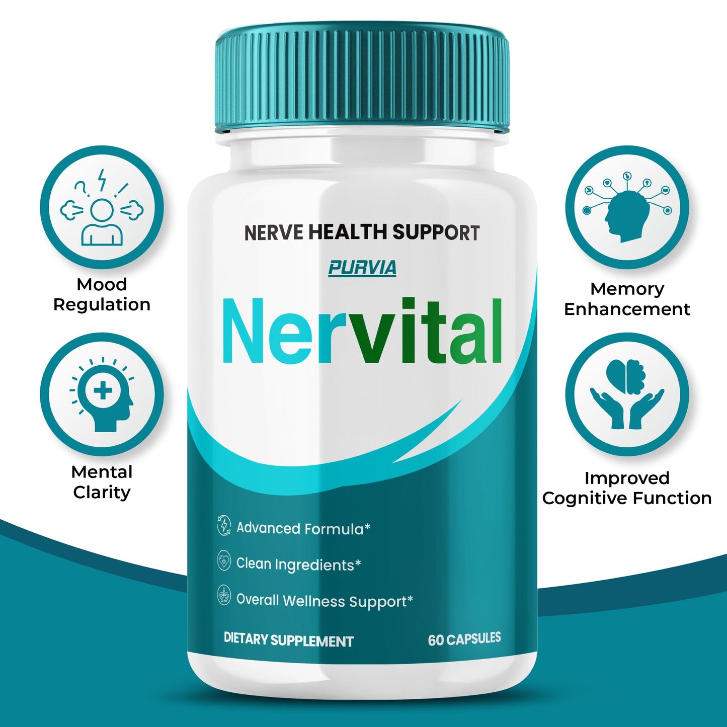 Purvia Nervital Capsules, Maximum Strength Neuropathy Relief for Legs and Feet, 120 Capsules