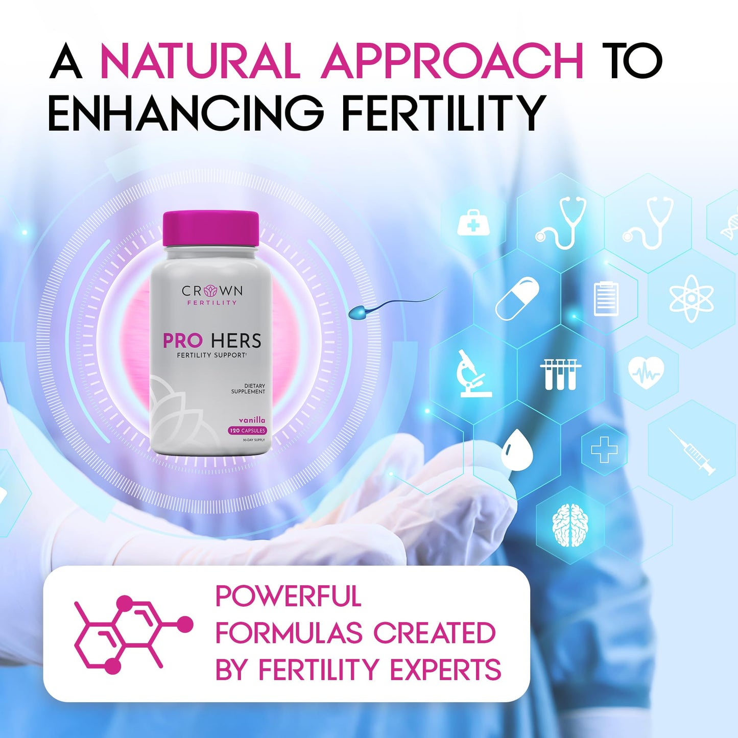 Crown Fertility Pro Hers Fertility Supplements for Women Capsules, 120 Count