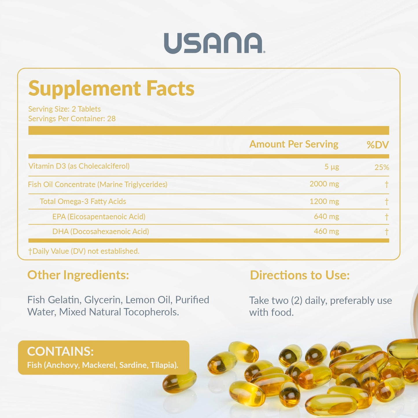 USANA BiOmega Premium Omega-3 Support Formula Capsule, 56 Capsules