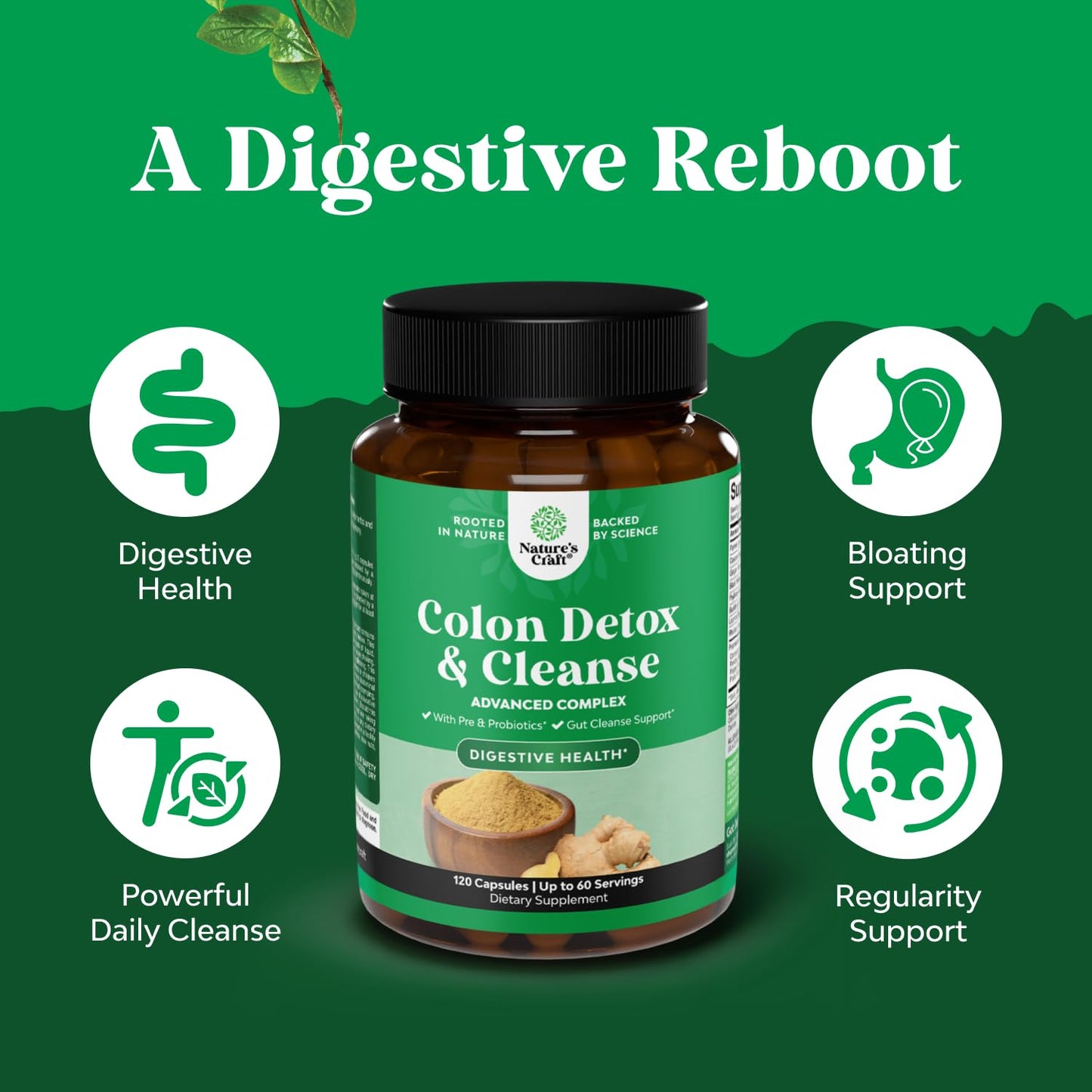 Natures Craft Herbal Colon Cleanse for Women & Men Capsule 120 Count