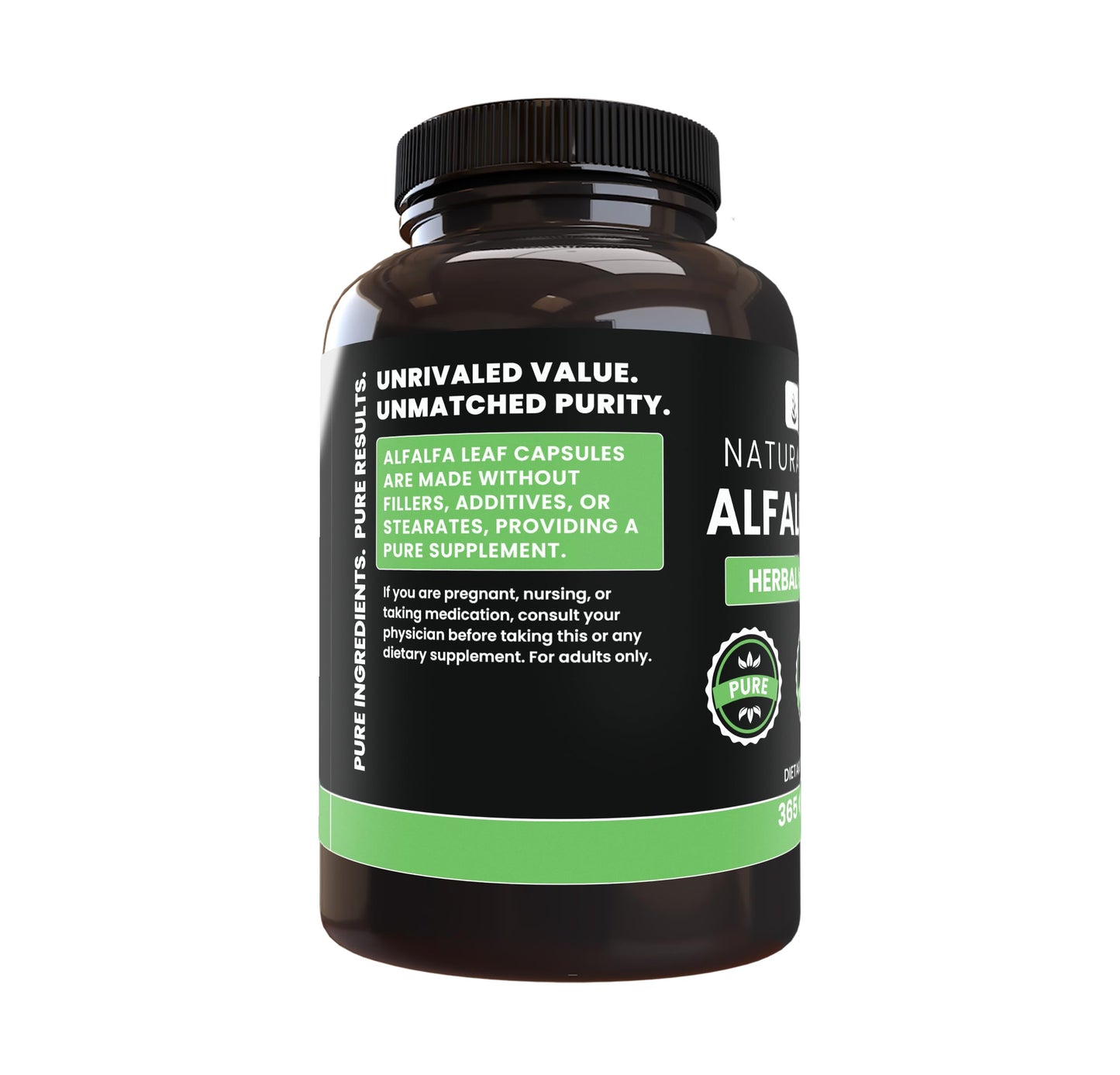 PURE ORIGINAL INGREDIENTS Alfalfa Leaf Capsule 365 Capsules
