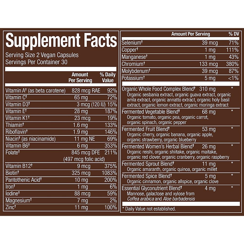 plnt Fermented Whole Food Women's Multivitamin Capsules, 60 Capsules